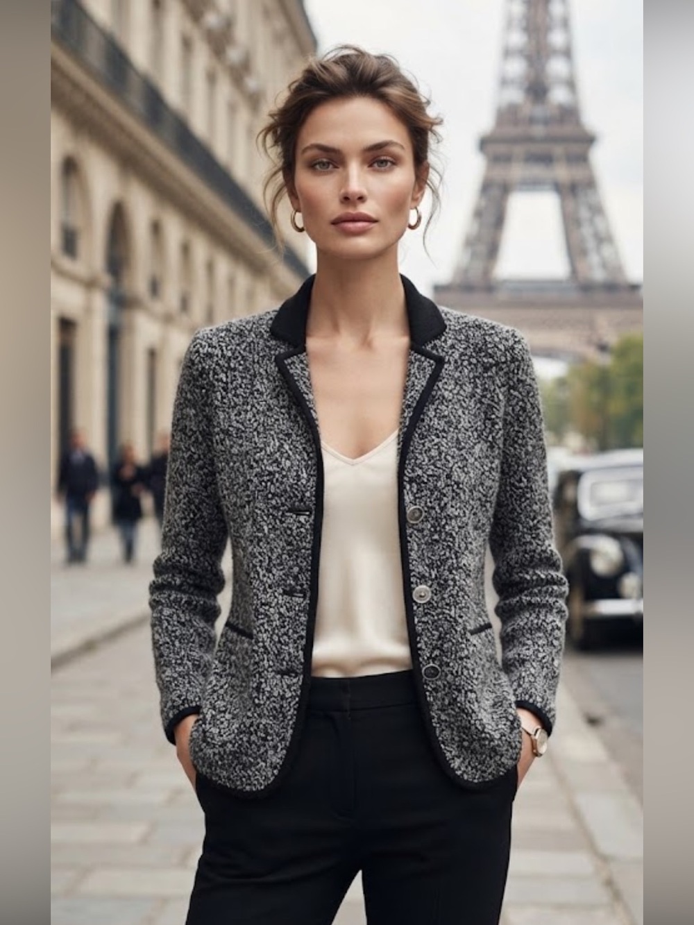 Talbots Merino Wool Black n White Sweater Blazer